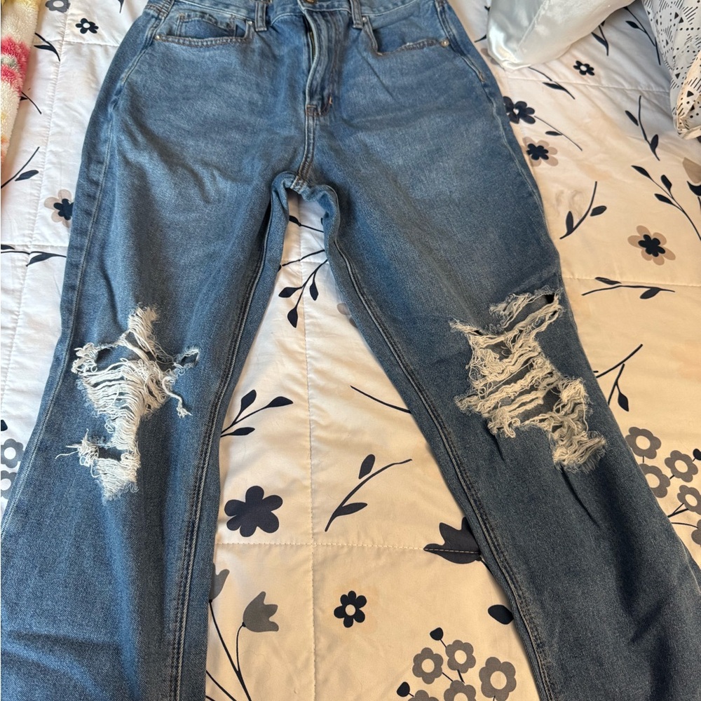 American Eagle Outfitters Ripped Blue Skinny Jeans